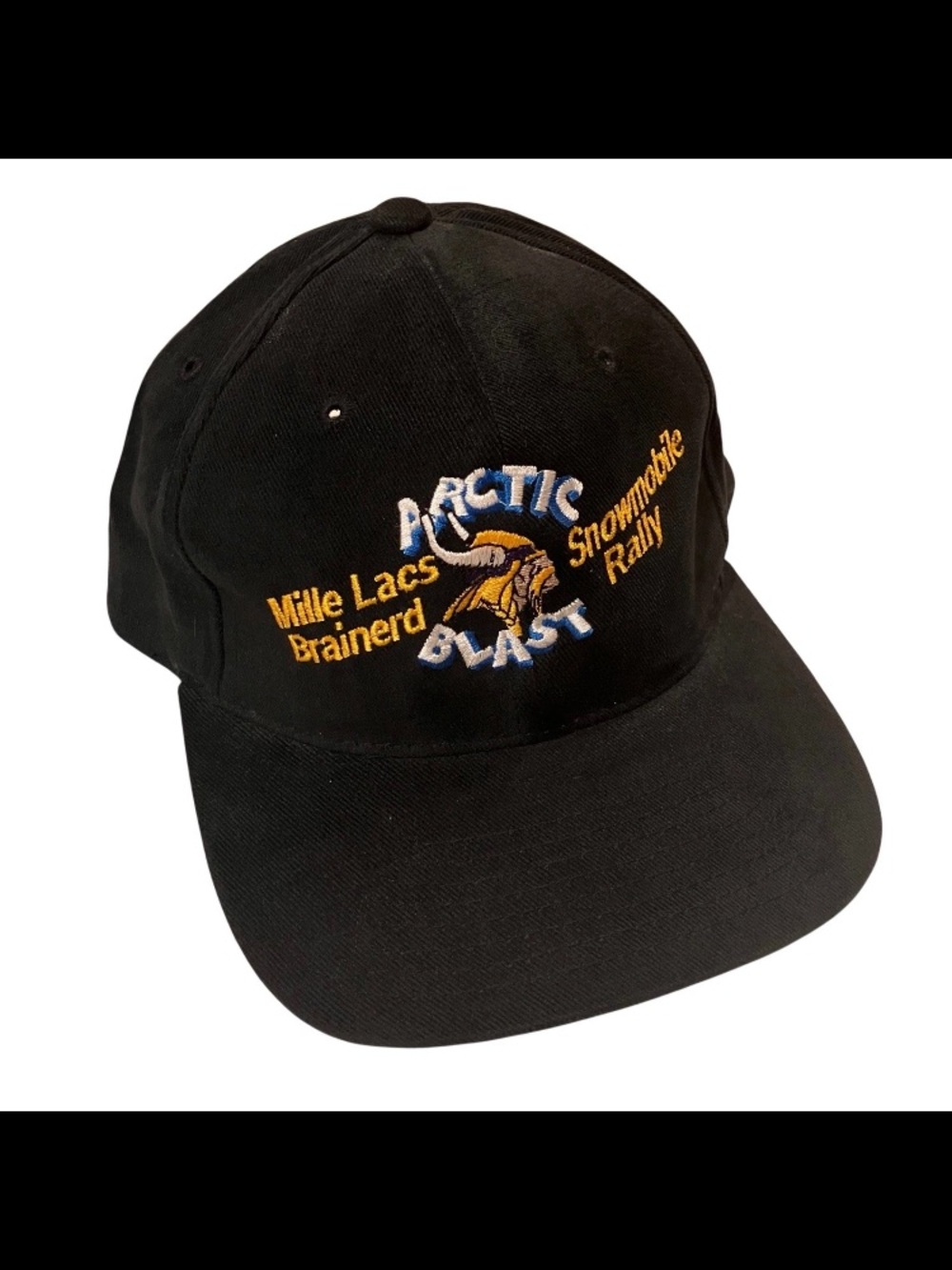 Vikings Arctic Blast Black Cap Snowmobile Rally Vintage Mille Lacs Brainerd MN